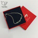 دستبند نقره زنانه نگین سنتتیک سبز بند آسانسوری مدل تنیسی طرح جواهر کد 5740 - Image 3