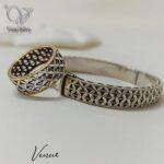 دستبند النگویی نقره سیاه قلم تمام تراش: شاهکاری از هنر و ظرافت برای بانوان شیک‌پوش کد  6421 - Image 3