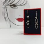 گوشواره نقره مدل بی نهایت طرح طلا سفید کد 9099