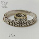 دستبند النگویی نقره سیاه قلم تمام تراش: شاهکاری از هنر و ظرافت برای بانوان شیک‌پوش کد  6421 - Image 2