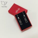 گوشواره نقره مدل بی نهایت طرح طلا سفید کد 9099 - Image 2