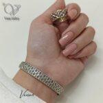 دستبند النگویی نقره سیاه قلم تمام تراش: شاهکاری از هنر و ظرافت برای بانوان شیک‌پوش کد  6421