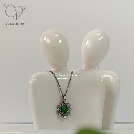 180-1.jpg گردنبند نقره زنانه سنگ سنتتیک سبز کد 8246 - Image 2