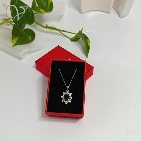182-1.jpg گردنبند نقره زنانه سنگ سنتتیک سبز کد 8246 - Image 3