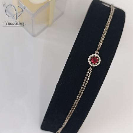 183.jpg دستبند نقره زنانه نگین سنتتیک قرمز کد4933 - Image 1