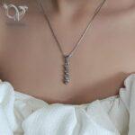 گردنبند نقره هانگ زنانه سیاه قلم نگین مارکازیت کد 8363 - Image 3