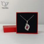 گردنبند نقره زنانه سنگ یاقوت سرخ اصل کد 8207 - Image 3