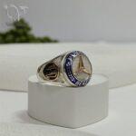 انگشتر نقره مردانه مدل مرسدس بنز سفید طلایی کد 5487 - Image 5