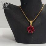 گردنبند نقره مدل گل رز قرمز صدفی کد 8221 - Image 2