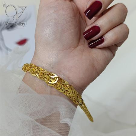 2-11-1.jpg دستبند نقره زنانه بیروتی مدل پولکی طرح طلا رنگ طلایی کد 5785 - Image 1