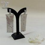 گوشواره جواهری فول نگین آویز برند استیل کد 9715