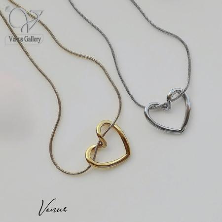2-16.jpg گردنبند قلب استیل مدل پینترستی،ظریف،دخترانه و مینیمال کد 10389 - Image 1