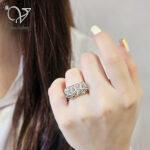 انگشتر نقره مدل تراش طرح طلا سفید (هدیه شیک روز مادر) کد 4644