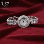 ساعت نقره زنانه طرح جواهر نگین دار کد 598 - Image 5