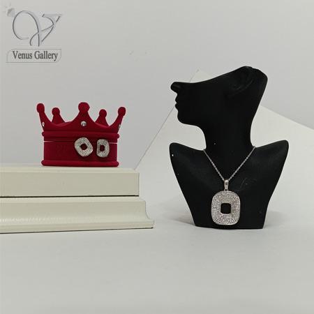 2-6-1.jpg نیم ست نقره زنانه جواهری مدل پرنس مربعی کد 8797 - Image 1