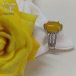 انگشتر نقره زنانه با سنگ عقیق زرد و دعای شرف الشمس کد 5954 - Image 4