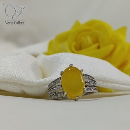 2006.jpg انگشتر نقره زنانه با سنگ عقیق زرد و دعای شرف الشمس کد 5954 - Image 1