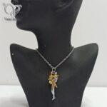 گردنبند آغوش ( بغل ) استیل دو رنگ طلایی نقره ای کد 7115 - Image 6