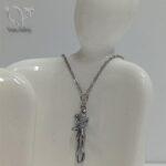 گردنبند آغوش ( بغل ) استیل دو رنگ طلایی نقره ای کد 7115 - Image 8