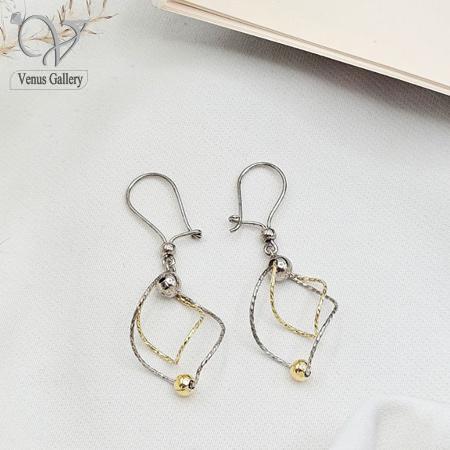 209.jpg گوشواره نقره البرنادو نقره ای طلایی ظریف و دخترانه کد 7716 - Image 1