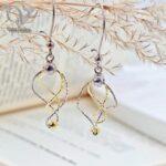 گوشواره نقره البرنادو نقره ای طلایی ظریف و دخترانه کد 7716 - Image 2