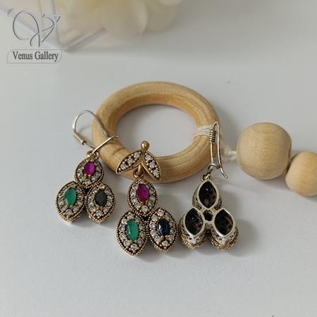 211.jpg نیم ست نقره عثمانی سیاه قلم زنانه کد 7809 - Image 1