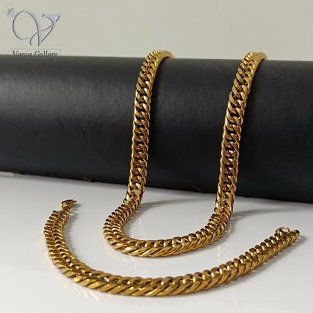 213.jpg ست گردنبند و دستبند مردانه کارتیر بافت ژاپنی استیل کد 8223 - Image 1