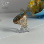 انگشتر نقره مردانه سنگ فیروزه اصل نیشابور و کلکسیونی و فاخر کد 5063 - Image 2