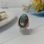 انگشتر نقره مردانه سنگ فیروزه اصل نیشابور و کلکسیونی و فاخر کد 5063