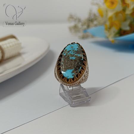 219.jpg انگشتر نقره مردانه سنگ فیروزه اصل نیشابور و کلکسیونی و فاخر کد 5063 - Image 1