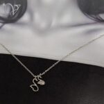 گردنبند نقره دخترانه طرح دو قوی عاشق کد 7839
