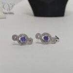 نیم ست نقره جواهری نگین بنفش کد 8870 - Image 5