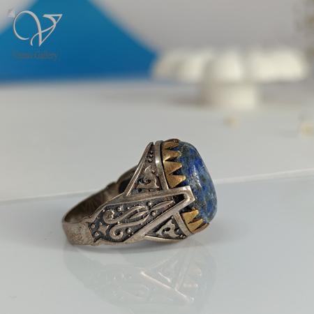 223.jpg انگشتر نقره مردانه سنگ لاجورد کد 8093 - Image 3