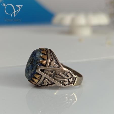 226.jpg انگشتر نقره مردانه سنگ لاجورد کد 8093 - Image 4