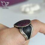انگشتر نقره مردانه نگین بنفش کد5080