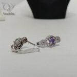 نیم ست نقره جواهری نگین بنفش کد 8870 - Image 2