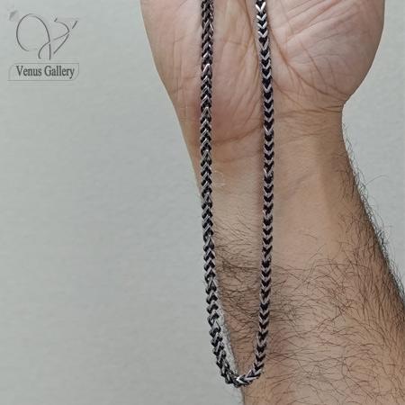 23-3.jpg گردنبند استیل مردانه سیاه قلم مکعبی دو رو مدل کارتیر و فلشی کد 9243 - Image 1