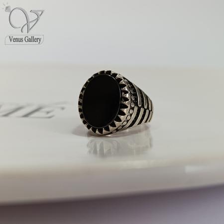234.jpg انگشتر نقره مردانه سنگ اونیکس مشکی کد7996 - Image 1