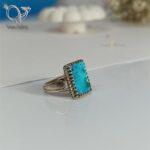 انگشتر نقره مردانه سنگ فیروزه نیشابور اصل کد 5070 - Image 2