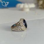 انگشتر نقره مردانه سنگ سنتتیک آبی کد 5072 - Image 2
