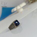 انگشتر نقره مردانه سنگ آبی سنتتیک کد 5057