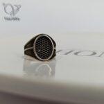 انگشتر نقره مردانه سنگ اونیکس مدل بیضی کد 4985 - Image 3