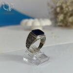 انگشتر نقره مردانه سنگ آبی سنتتیک کد 5057 - Image 3