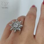 انگشتر نقره جواهری مدل خورشید طرح طلا کد 7084 - Image 3