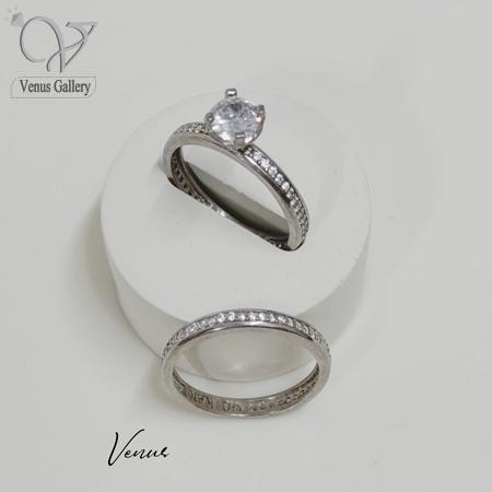 24-6.jpg حلقه پشت حلقه نقره جواهری طرح طلا سفید کد 10187 - Image 1