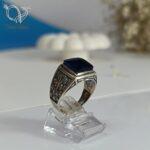 انگشتر نقره مردانه سنگ آبی سنتتیک کد 5057 - Image 2