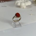 انگشتر نقره مردانه عقیق قهوه ای کد8121 - Image 4