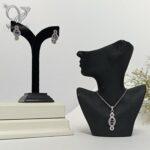 نیم ست نقره جواهری نگین بنفش کد 8870