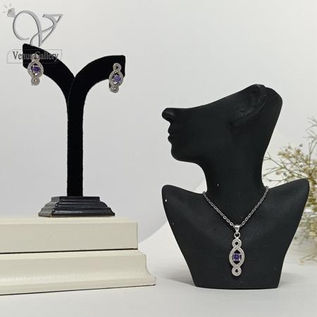 25-3.jpg نیم ست نقره جواهری نگین بنفش کد 8870 - Image 1