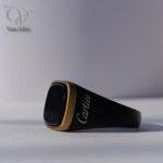 انگشتر استیل مردانه کارتیر مشکی دور طلایی کد8193 - Image 2